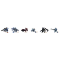 「フルアーマーZZガンダム」「Hi-νガンダム」「アルケーガンダム」「ガンダムアストレイ ブルーフレームセカンドリバイ」「ガンダムアストレイ ゴールドフレーム天ミナ」「ジム・スナイパーII」（C）創通・サンライズ